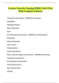 Lecture Notes for Nursing PBSC Unit 1 Test With Complete Solution