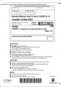 Pearson Edexcel Level 1/Level 2 GCSE (9–1) Urdu PAPER 1: Listening and understanding in Urdu Higher Tier QP 2023