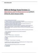 HESI A2 Biology Exam Version (2)  (Questions and Verified Answers) LATEST  UPDATE 2024 Rated 100%