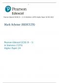 Pearson Edexcel GCSE (9 – 1) In Statistics (1ST0) Higher Paper 2H MS 2023