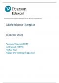 Pearson Edexcel GCSE In Spanish (1SP0) Higher Tier Paper 4H: Writing in Spanish MS 2023