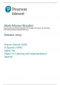 Pearson Edexcel GCSE In Spanish (1SP0) Higher Tier Paper 1H: Listening  and understanding in Spanish MS 2023