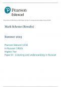 Pearson Edexcel GCSE In Russian (1RU0) Higher Tier Paper 01: Listening and understanding in Russian MS 2023