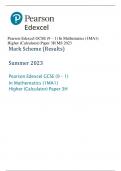 Pearson Edexcel GCSE (9 – 1) In Mathematics (1MA1)  Higher (Calculator) Paper 3H MS 2023