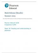 Pearson Edexcel GCSE In Japanese (1JA0) Paper 3H: Reading and understanding in Japanese MS 2023