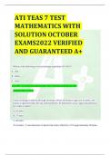 ATI TEAS 7 TEST MATHEMATICS WITH SOLUTION OCTOBER EXAMS2022 VERIFIED  AND GUARANTEED A+
