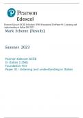 Pearson Edexcel GCSE In Italian (1IN0) Foundation TierPaper 01: Listening and  understanding in Italian MS 2023