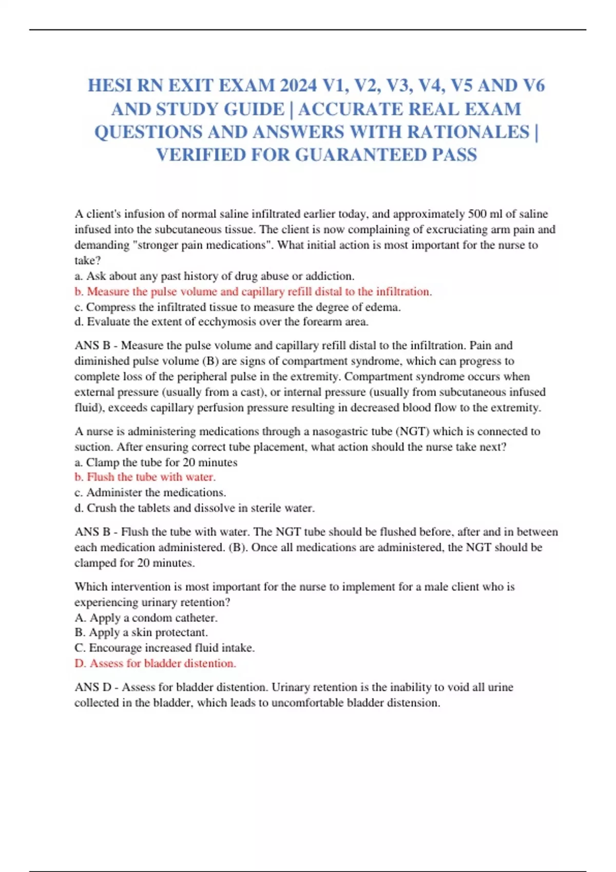 HESI RN EXIT EXAM 2024 V1, V2, V3, V4, V5 AND V6 AND STUDY GUIDE ...