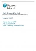 Pearson Edexcel GCSE In Gujarati &lpar;1GU0&sol;3F&rpar; Paper 3&colon; Reading &lpar;Foundation Tier&rpar; MS 2023
