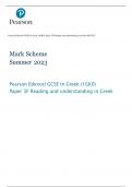 Pearson Edexcel GCSE In Greek (1GK0) Paper 3F Reading and understanding in Greek MS 2023
