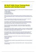 NC BLET 2020&colon; Driver Training Exam Question with Verified Correct 