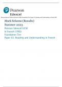 Pearson Edexcel GCSE In French (1FR0) Foundation Tier Paper 03: Reading and Understanding in French MS