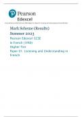 Pearson Edexcel GCSE In French (1FR0) Higher Tier Paper 01: Listening and Understanding in French MS 2023