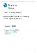 Pearson Edexcel GCSE In Chemistry  (1CH0) Paper 2F MS 2023