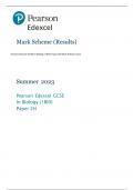 Pearson Edexcel GCSE In Biology (1BI0) Paper 2H Mark Scheme 2023
