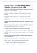 Critical Care&sol;Flight Paramedic Exam With Complete Solutions 2024