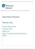 Pearson Edexcel GCSE In Arabic (1AA0) Higher Tier Paper 03: Reading and Understanding in Arabic QP and Mark Scheme 2023
