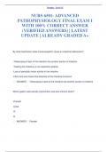 NURS 6501- ADVANCED  PATHOPHYSIOLOGY FINAL EXAM I  WITH 100&percnt; CORRECT ANSWER  &lpar;VERIFIED ANSWERS&rpar; &vert; LATEST  UPDATE &vert; ALREADY GRADED A&plus;