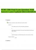 NURS 5366 Final Exam Questions With Answers Latest Updated 2024 &lpar;GRADED&rpar;