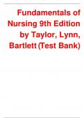 Nursing 9th Edition by Taylor, Lynn, Bartlett (Test Bank)