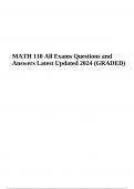 MATH 110 All Exams Questions and Answers Latest Updated 2024 (GRADED)