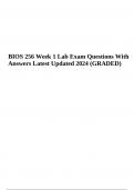 BIOS 256 Week 1 Lab Exam Questions With Answers Latest Updated 2024 (GRADED)