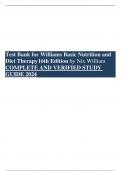 Test Bank for Williams Basic Nutrition and Diet Therapy 16th Edition by Nix William COMPLETE AND VERIFIED STUDY GUIDE 2024 