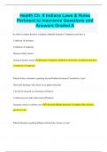 Health Ch. 8 Indiana Laws & Rules Pertinent to Insurance Questions and Answers Graded A
