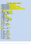 NURSING MATH EXAM 1 2024 Questions and Answers &lpar;Verified Answers&rpar;
