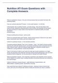 Nutrition ATI Exam Questions with Complete Answers