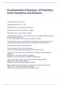 Fundamentals of Nursing - ATI Nutrition Exam Questions and Answers