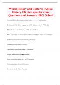 World History and Cultures (Abeka  History 10) First quarter exam Questions and Answers 100% Solved 