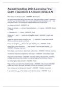 Animal Handling 2024 Licensing Final Exam &vert;&vert; Questions & Answers &lpar;Graded A&rpar;