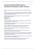 Animal Handling FINAL Exam &vert;&vert; Questions & Answers &lpar;100&percnt; Correct&rpar;