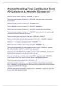 Animal Handling Final Certification Test &vert; All Questions & Answers &lpar;Graded A&rpar;