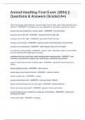 Animal Handling Final Exam &lpar;2024&rpar; &vert;&vert; Questions & Answers &lpar;Graded A&plus;&rpar; 