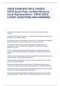 CRCR EXAM MULTIPLE CHOICE, CRCR Exam Prep, Certified Revenue Cycle Representative - CRCR (2024)