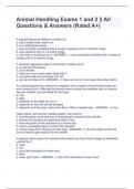 Animal Handling Exams 1 and 2 &vert;&vert; All Questions & Answers &lpar;Rated A&plus;&rpar;