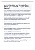 Animal Handling and Restraint Exam &lpar;2024&rpar; &vert;&vert; Questions & Answers &lpar;100&percnt; Verified&rpar;