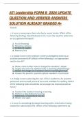 ATI Leadership FORM B  2024 UPDATE QUESTION AND VERIFIED ANSWERS SOLUTION ALREADY GRADED A&plus;