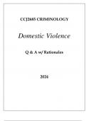 CCJ2685 DOMESTIC VIOLENCE Q & A WITH RATIONALES 2024&period;