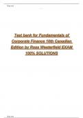 Test bank for Fundamentals of Corporate Finance 10th Canadian Edition by Ross Westerfield EXAM 100% SOLUTIONS 