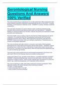 Gerontological Nursing Questions And Answers  100% Verified