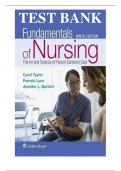 Test Bank for Fundamentals of Nursing: The Art and Science of Person-Centered Care 9th Edition by Carol R. Taylor ISBN: 9781496362179 | Complete Guide A+