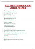 ATT Test 8 Questions with Correct Answers 