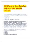 HESI Maternal Exam Prep Test  Questions With Verified  Solutions