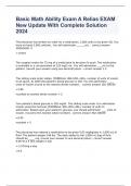 Basic Math Ability Exam A Relias EXAM New Update With Complete Solution 2024