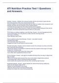 ATI Nutrition Practice Test 1 Questions and Answers