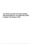 Test Bank Essentials Of Understanding Abnormal Behavior 3rd Edition By David Complete All Chapters 2024