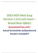 2023 HESI Med Surg Version 1 (v1) exit exam – Brand New Q&As! Guaranteed Pass w/A+ Actual Screenshots w/Questions & Answers Included!!!